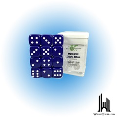 SET OF 12D6 DICE: OPAQUE BLUE/WHITE